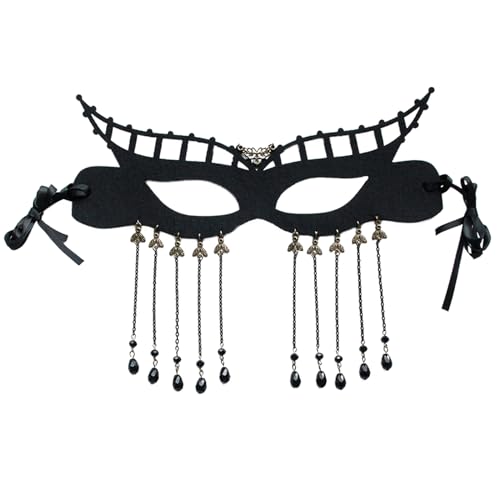 Osdhezcn Maskerade-Maske mit Kette für Damen, Halloween-Cosplay-Kostüm, Augenmaske, Halbmaske, Maskerade-Kostüm, Material von Osdhezcn