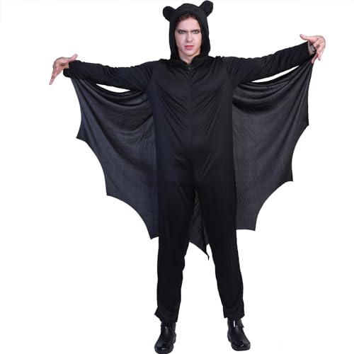 Osdhezcn Vampir-Fledermaus-Kostüm für Herren, Halloween, Fledermaus-Kapuzenpullover für Kinder und Erwachsene, Halloween, Fledermaus, Cosplay-Kostüm von Osdhezcn
