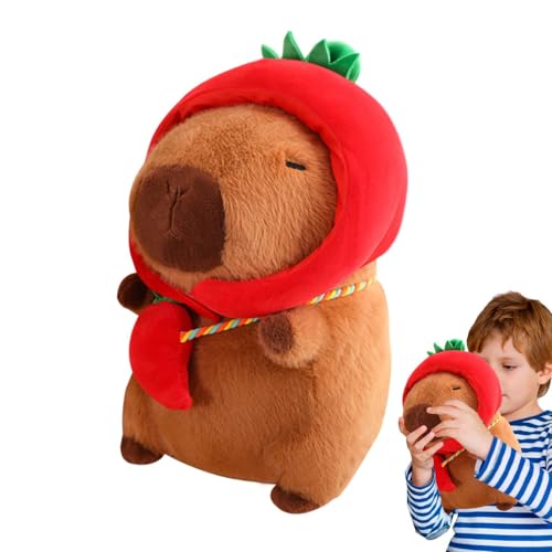 Oseczmut Gefüllte Capybara-Puppe, Capybara-Plüsch - Kuscheltierpuppe mit weichem Gemüsemotiv | 28 cm großes Capybara-Plüschspielzeug mit und Tasche, niedliche Heimdekoration für Wohnzimmer, von Oseczmut