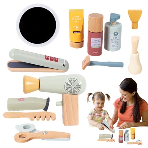 Oseczmut Kinder-Friseursalon-Spielset, Pretend-Friseursalon-Set für Mädchen | Haarstyling-Spielset aus Holz,Stellen Sie Sich vor, Sie Spielen EIN Haarstyling-Spielzeug für Kinder mit einem von Oseczmut