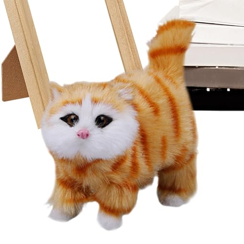 Oseczmut Kuscheltier Katze,Stoffkatze | Kleine Katzen-Stofftierspielzeug-Puppen - Realistische pelzige Katzenfigur, Simulationskätzchen für Zuhause, Büro, Auto, dekorative Statue, Foto-Requisiten, von Oseczmut