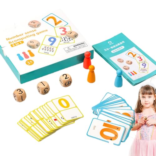 Oseczmut Math Match Travel Dice Game, Mathe-basiertes Karten- und Würfelspiel - Sicheres Mathe-Spiel für Kinder,Fähigkeitsentwicklung, multifunktionales Lern- und Bildungsspielzeug, lustige von Oseczmut
