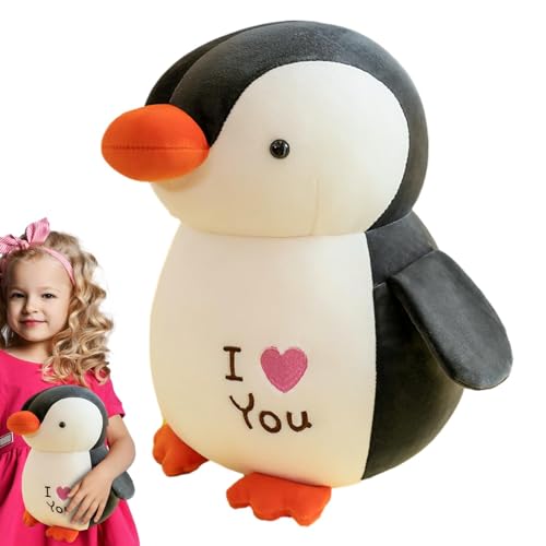 Oseczmut Pinguin Stofftier,Plüschpinguin Spielzeug | ICH Liebe Dich Kuscheltier-Plüschtier - Weiches, entzückendes, gefülltes, kuscheliges Pinguin-Plüschtier für Kinder zum Valentinstag von Oseczmut