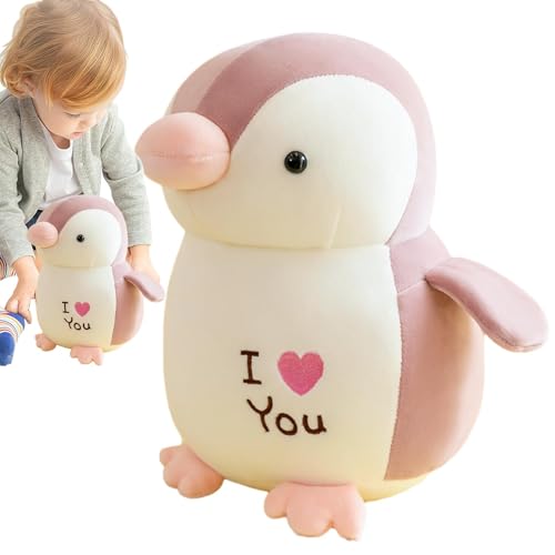 Oseczmut Pinguin Stofftier,Plüschpinguin Spielzeug - ICH Liebe Dich Tierspielzeug Plüschtiere - Weiches, entzückendes, gefülltes, kuscheliges Pinguin-Plüschtier für Kinder zum Valentinstag von Oseczmut