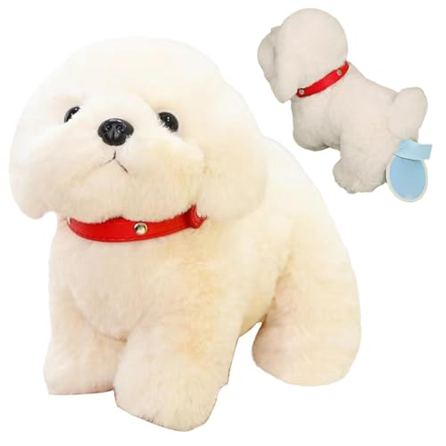 Oseczmut Plüschtier Bichon Frise,Hund Plüschpuppe Stofftier | 9,84 Zoll realistisches Bichon Frise Stofftier - Weiches und süßes Hundeplüschspielzeug, Plüsch-Bichon-Welpe, realistisches von Oseczmut