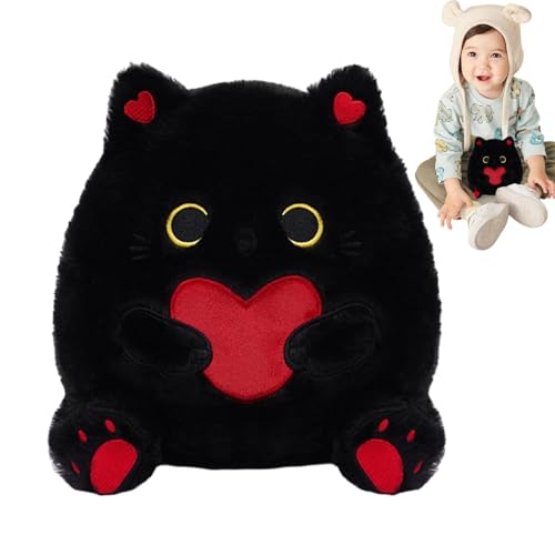 Oseczmut Plüschtiere Schwarze Katze,Plüsch Schwarze Katze, Kinder-Plüschkissen, Realistisches Stofftierkissen, 9,8 Zoll großes süßes Plüschtier für und Mädchen, Plüschtierpuppenspielzeug von Oseczmut