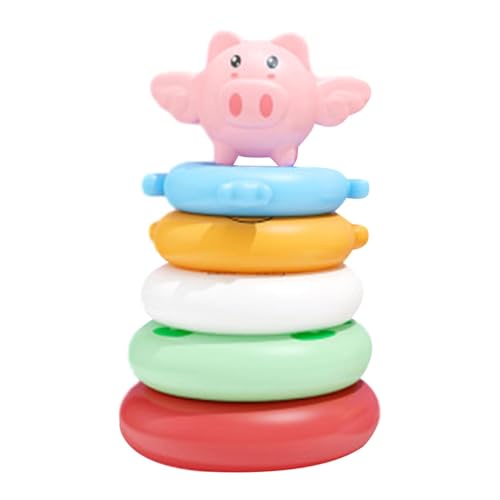 Oseczmut Rainbow Ring Tower Stapler - Soft Building Rings Stacker Beißringe | Rainbow Stapelspielzeug für Kleinkinder, Bunte Stücke, Glatte Ringe für Kinder, Mädchen, Babyspielzeug, Bausteine von Oseczmut