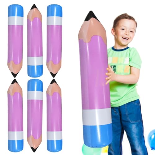 Oseczmut Riesen-Bleistift-Requisite, aufblasbarer Bleistift - 6 Stück große aufblasbare Bleistift-Klassenzimmerdekoration - Partyballons für Kinder, große aufblasbare Bleistifte für von Oseczmut