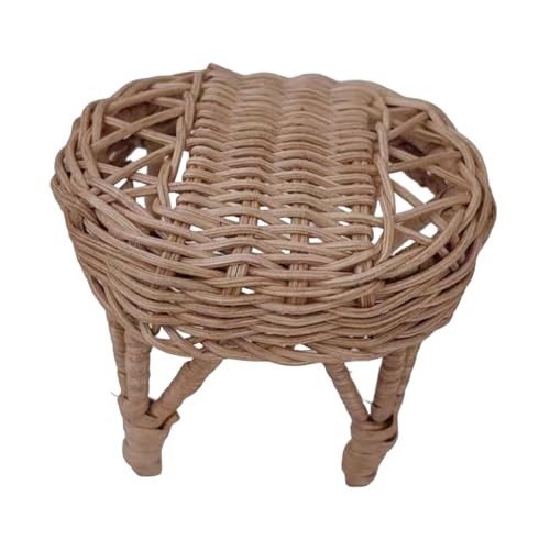 Oshhni 1/12 Puppenhaus Rattan Stuhl Miniatur Modell Mini Terrasse Stuhl Simulierte Spielzeug für Szene Dekor, 7cmx9cm von Oshhni