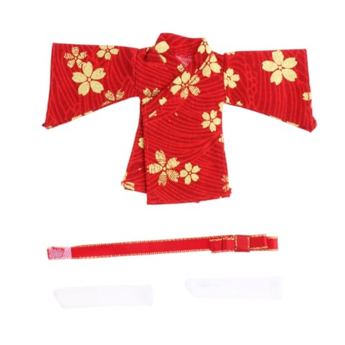 Oshhni 1/12 Skala Female Doll Kimono -Set, Actionfigur Kleidung, robuste, akzessorische handgefertigte Mini für 6 Zoll weibliche Actionfiguren, Rot von Oshhni