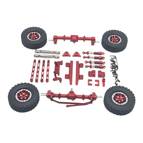 Oshhni 1/12 Vorder- und Hinterachsen-Upgrade-Set, Metall-Spurstangensitz, Stoßdämpferhalterung, Antriebswelle für MN82-Modell-LKW, RC-Auto, DIY-LKW, ROT von Oshhni