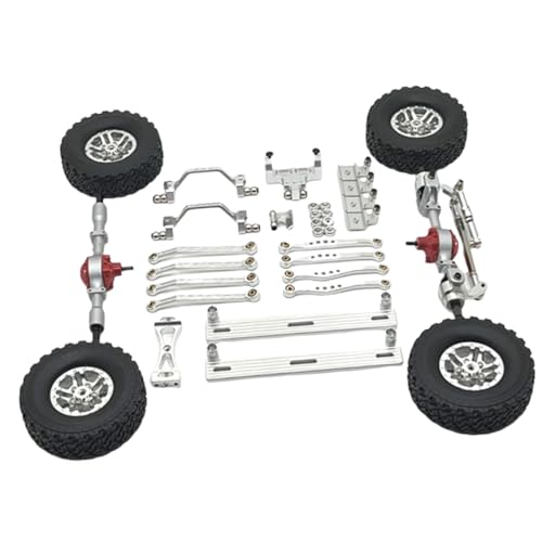 Oshhni 1/16 RC-Upgrade-Kit, Radnabenreifen, Metallreparaturteil, Lenkservohalterung, Metallstoßdämpferhalterungsteil für -Heimwerkerzubehör, Silber von Oshhni