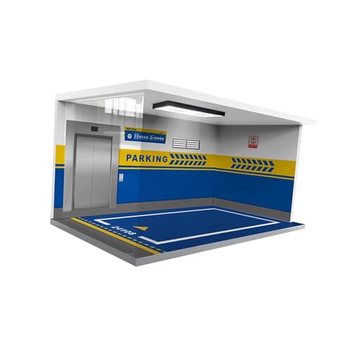 Oshhni 1/18 Garage Vitrine für Fahrzeuge mit Beleuchtung, Blau von Oshhni