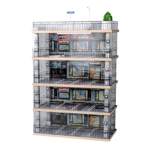 Oshhni 1/32 Druckguss-Autovitrine mit Lichtern, Ausstellungsständer, Acryl-Displaybox, Spielzeugauto, Autogarage, Vitrine für Leichtmetallauto, 4 Schichten von Oshhni