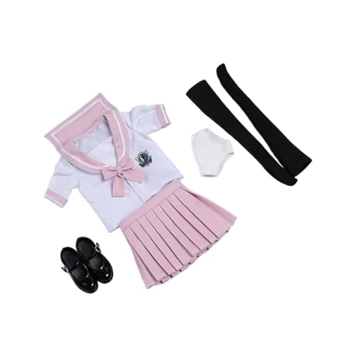 Oshhni 1/6 Schuluniform-Set, Outfit, kurzärmliges Oberteil-Set, Cosplay-Kleidung für Damen, Rock für 12-Zoll-Figuren, Zubehör, Anziehsachen, ROSA von Oshhni