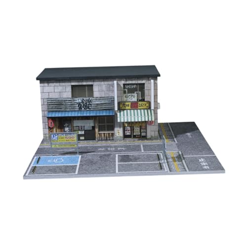 Oshhni 1/64 Landschaft Diorama Parkplatz Hintergrund Aufbewahrungsgeschenke Restaurant Ornamente Mini Building Model Japanische Straßenlandschaft von Oshhni