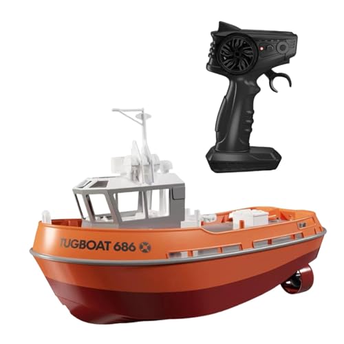 Oshhni 1/72 RC Tugboat Play Water Toy, vorwärts rückwärts doppelter Motor Fernbedienungsboot und Fernbedienung für Kinderbools Geschenk, Orange von Oshhni