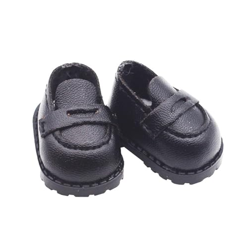 Oshhni 1 Paar Puppenschuhe, Mini-Puppenschuhe, Anziehgeschenke für Kinder, bequem, Kostümzubehör, modische Stiefel für 15 cm große Puppen, Schwarz von Oshhni