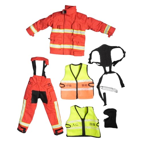 Oshhni 1: 6 Modell Feuerwehranzug Kleidung Kleidung formelles Feuerwehrmann für 12 '' Zoll männliche Actionfigur Foto Requisiten DIY -Kostüm, Rot von Oshhni