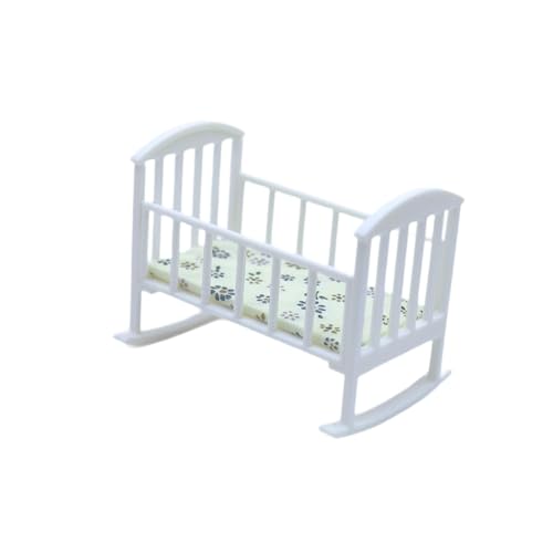 Oshhni 1:12 Miniatur Krippe Mini Bett mit Matratze Puppe Wiege Pretend Spielzeug, Weiß Oshhni 1:12 Miniatur Krippe Mini Bett mit Matratze Puppe Wiege Pretend Spielzeug, Weiß von Oshhni