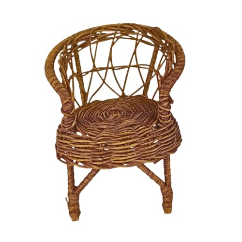 Oshhni 1:12 Puppenhaus Rattan Stuhl Miniatur Handwerk Ob11 Wicker Stuhl Zubehör Simulierte Spielzeug von Oshhni