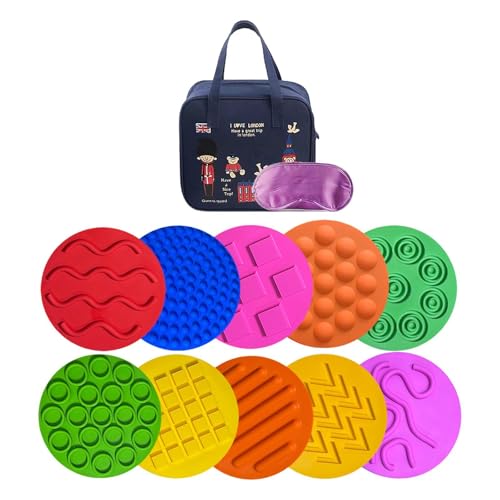 Oshhni 10 Stück Sensorische Spielmatten, Sensorische Pads, Kleine Spielzeuge für Kinder, Sensorische Kreise Und Scheiben, England-Tasche von Oshhni