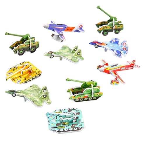 Oshhni 10x Cartoon Puzzle Feinmotorik Stem Spielzeug Form Matching Puzzle für Jungen Mädchen Party Favors Kindergarten Kinder, Flugzeugpanzer von Oshhni