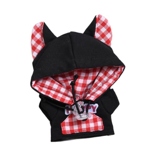 Oshhni 15cm 17cm Plüsch Puppe Kleidung Kuscheltiere Zubehör Puppe mit Kapuze Sweatshirt Cartoon, Schwarz von Oshhni