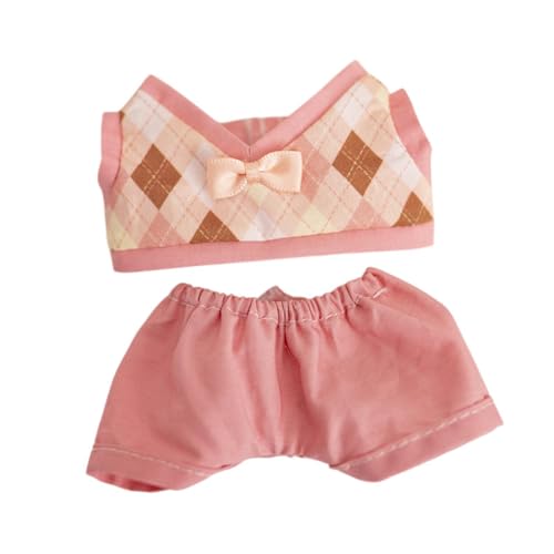 Oshhni 2 Stück Plüschpuppenkleidung Kuscheltierkleidung Kostüme Kinder Rollenspiel Puppenkleidung Niedlich für 17 cm große Plüschpuppe, Rosa Shorts von Oshhni