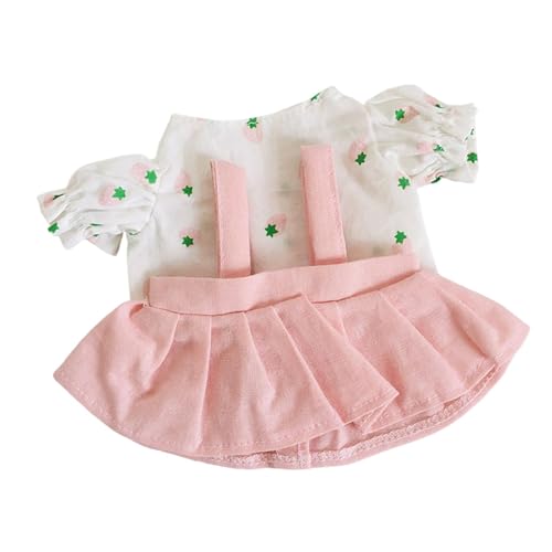 Oshhni 20 cm große Puppenkleidung aus Plüsch, Kleidung für Kuscheltiere, Puppenhemd mit Kleid, stylisch, süß, Rosa Rock von Oshhni