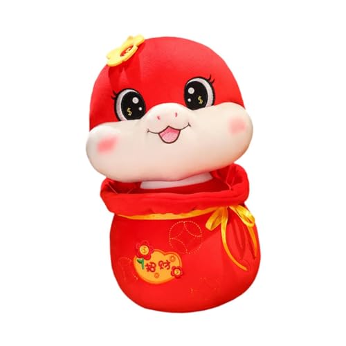 Oshhni 2025 Chinesisches Neujahrs-Schlangen-Plüschpuppe, Tierpuppe, Souvenir-Geschenk, rot, Schlangenfigur, Frühlingsfest-Puppe für Hotel-Café, 17 cm von Oshhni