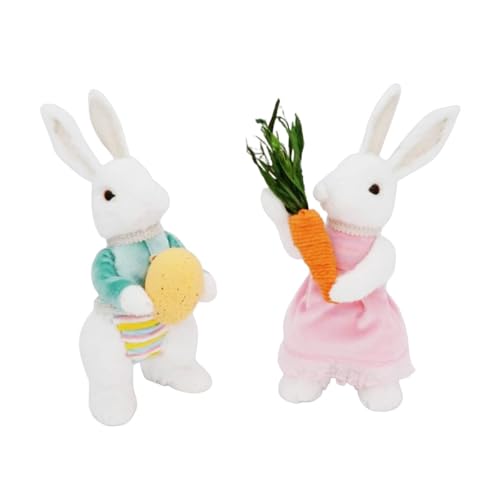 Oshhni 2Pcs Ostern Bunny Dekoration Plüsch Spielzeug Dekorative Figuren Ostern Decor Stofftier, Style A von Oshhni