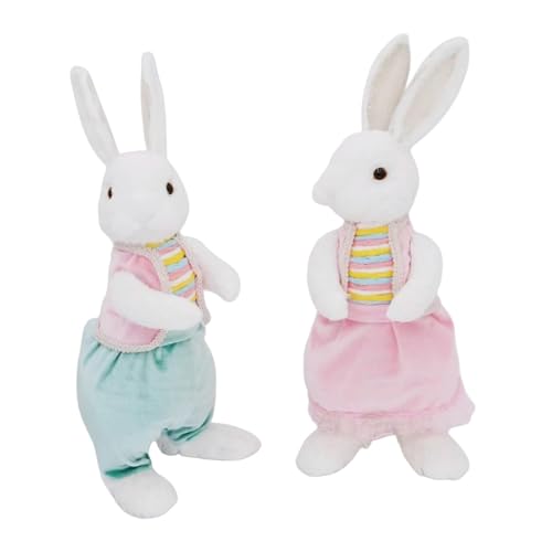 Oshhni 2Pcs Ostern Bunny Dekoration Plüsch Spielzeug Dekorative Figuren Ostern Decor Stofftier, Style B von Oshhni