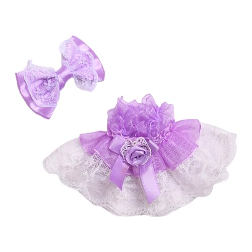 Oshhni 2X Mini 6 Zoll Puppenkleidung Puppenkleid Set Schleife Kopfschmuck Dekor Niedliche Puppenkleidung Anzug für Anhänger Puppe Alter 4-6 8-10 Mädchen, violett von Oshhni