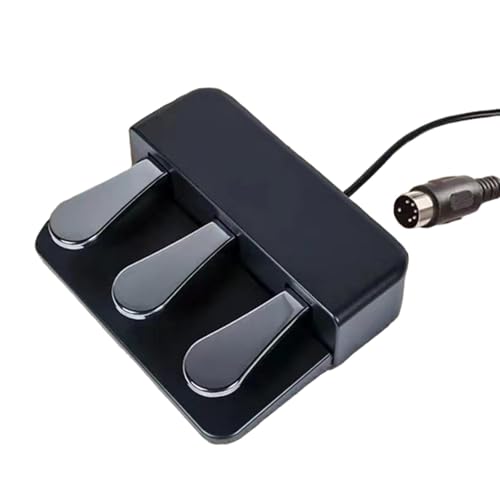 Oshhni 3-Pedal-Piano-Sustain-Pedal, rutschfest, professioneller funktionaler Fußschalter, DREI Fußpedale für elektrische Klaviersynthesizer, Schwarz von Oshhni