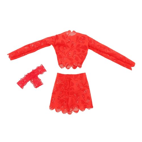 Oshhni 3 Stücke 1: 6 Top und Hüfte Umarmung Rock Kleidungsstück Miniaturkleidung für 12 Zoll Dress Up Doll Model Figuren Accessoire, Rot von Oshhni