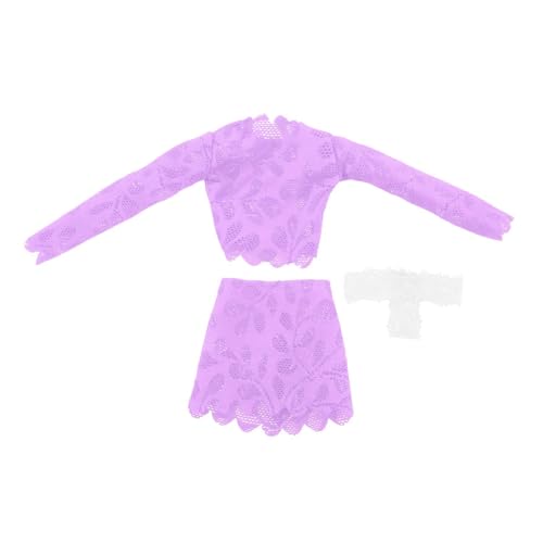 Oshhni 3 Stücke 1: 6 Top und Hüfte Umarmung Rock Kleidungsstück Miniaturkleidung für 12 Zoll Dress Up Doll Model Figuren Accessoire, Violett von Oshhni