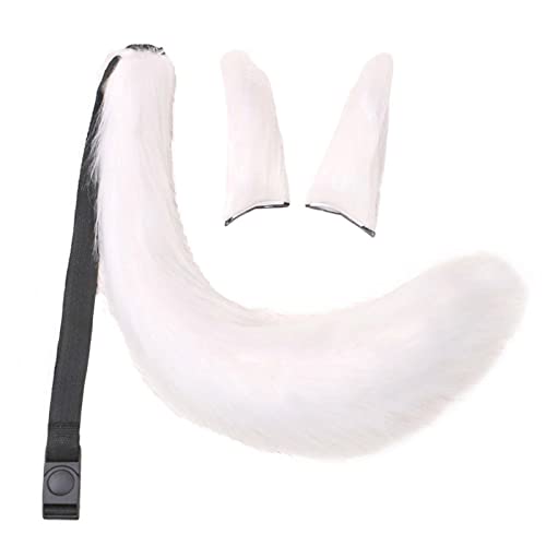 Oshhni 3-teiliges Plüsch- und Set Lolita Cosplay Furry Long Tail Faux Costume for Fancy Dress Party, Weiß von Oshhni