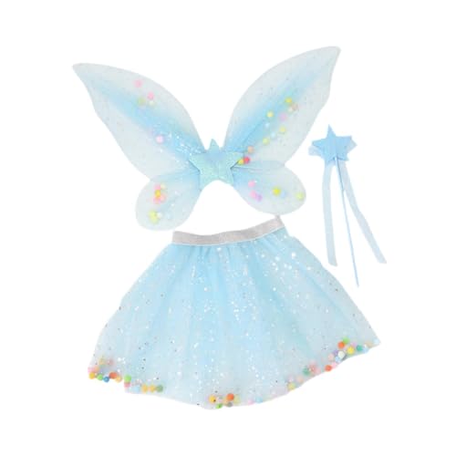 Oshhni 3-teiliges Tutu-Rock- und -Set für Mädchen, Frühlingsfeste, Kinder, Cosplay, Blau von Oshhni