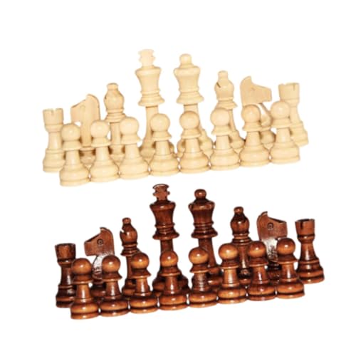 Oshhni 32x Holzschachstücke Schachfiguren, 1-2 Spieler Brettspiele Anfänger Schachspiel Bauern Holzschacher für Bürowohnheim nach Hause von Oshhni