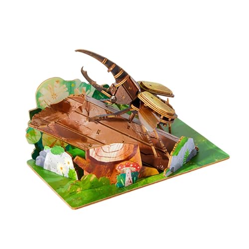 Oshhni 3D-Tierpuzzle, Lernspielzeug, DIY-Kit, handgefertigte Holzmodelle, Holzbau-Postkarten-Kits für Teenager, Kinder ab 6 Jahren, Laubholzkäfer von Oshhni