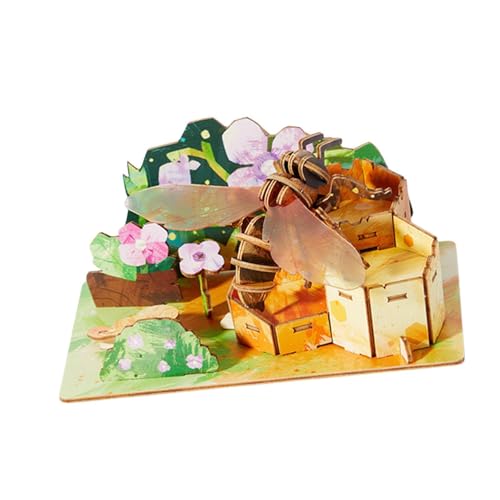 Oshhni 3D-Tierpuzzle, Lernspielzeug, DIY-Kit, handgefertigte Holzmodelle, Holzbau-Postkarten-Kits für Teenager, Kinder ab 6 Jahren, Westliche Biene von Oshhni