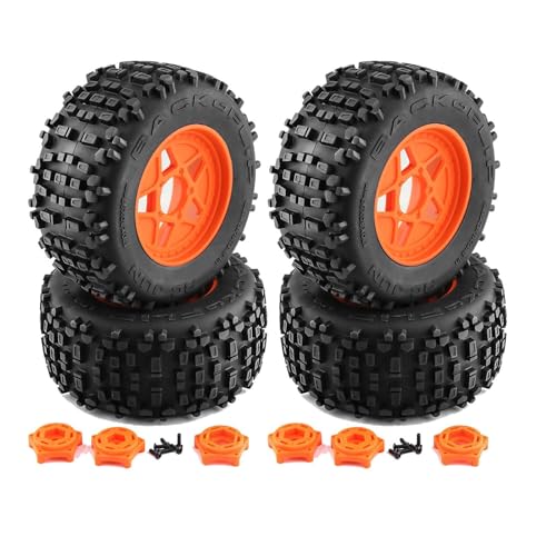 Oshhni 4 Stück RC-Autoräder und -Reifen RC-Crawler-Autoreifen Ersatzteile DIY modifizierte Sechskantnaben Ersatz für 1/8 RC Rally Car Crawler, Orange, Stil b von Oshhni