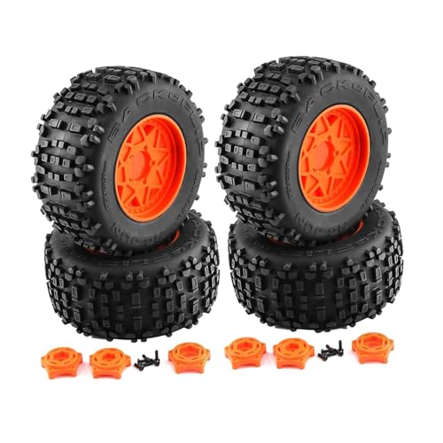 Oshhni 4 Stück RC-Autoräder und -Reifen RC-Crawler-Autoreifen Ersatzteile DIY modifizierte Sechskantnaben Ersatz für 1/8 RC Rally Car Crawler, Orange, Stil b von Oshhni