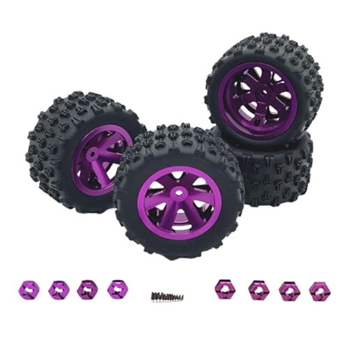 Oshhni 4 Stück RC-Autoräder und Reifen RC Crawler-Autoreifen Ersatzteile Gummireifen für 1:12 1:14 1:16 1:18 Crawler DIY Modifiziert, Violett von Oshhni