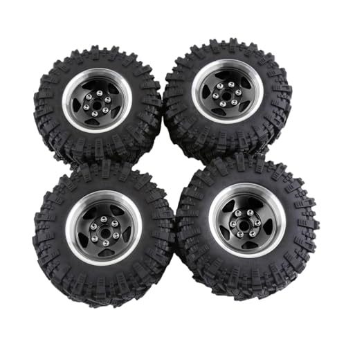 Oshhni 4 Stück RC-Car-Räder und -Reifen, RC-Teil, RC-Zubehör, robuste RC-Reifen mit Felge, ersetzen für 1/12 RC Crawler Car DIY, Schwarz von Oshhni