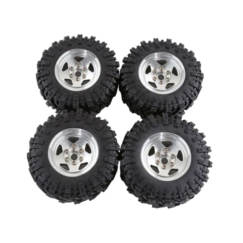 Oshhni 4 Stück RC-Car-Räder und -Reifen, RC-Teil, RC-Zubehör, robuste RC-Reifen mit Felge, ersetzen für 1/12 RC Crawler Car DIY, Silbrig von Oshhni