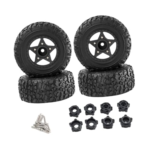 Oshhni 4-teilige RC-Felgen und -Reifen, Ersatz für RC-Upgradeteile, RC-Crawler-Autoreifen, für 1/10 oder 1/8 RC-Crawler-Auto-DIY-Zubehör, Schwarz von Oshhni