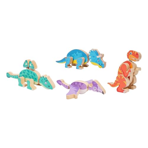 Oshhni 4-teiliges Dinosaurier-Bausteinset, Stammdinosaurier-Spielset, pädagogisches Lernspielzeug für Kinder von Oshhni