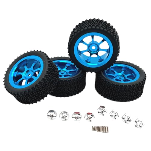 Oshhni 4-teiliges RC-Räder- und Reifen-Ersatzteilset, RC-Teil, RC-Reifen und Felgen für Wltoys 1/14 RC-Autozubehör, Blau von Oshhni